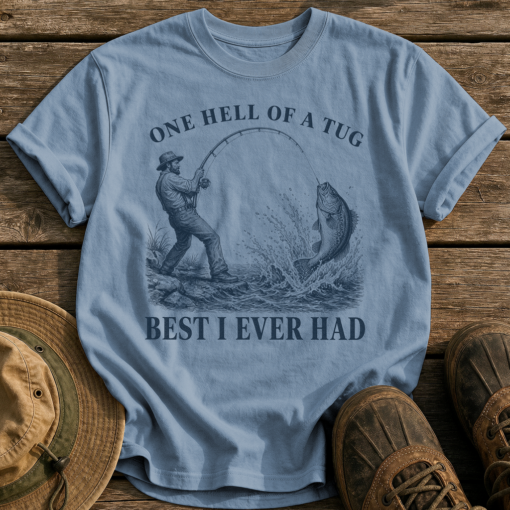 One Hell of a Tug tee - Blue Jean - front