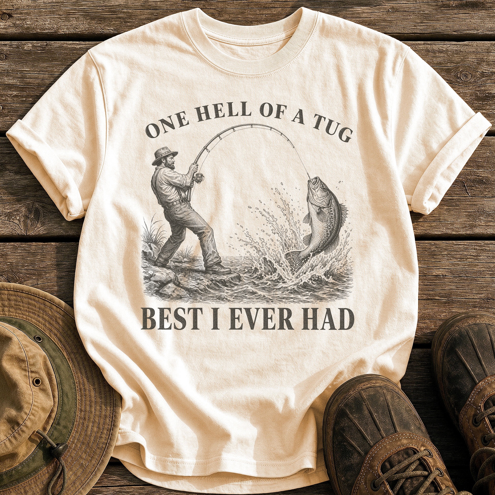 One Hell of a Tug tee - Ivory - front