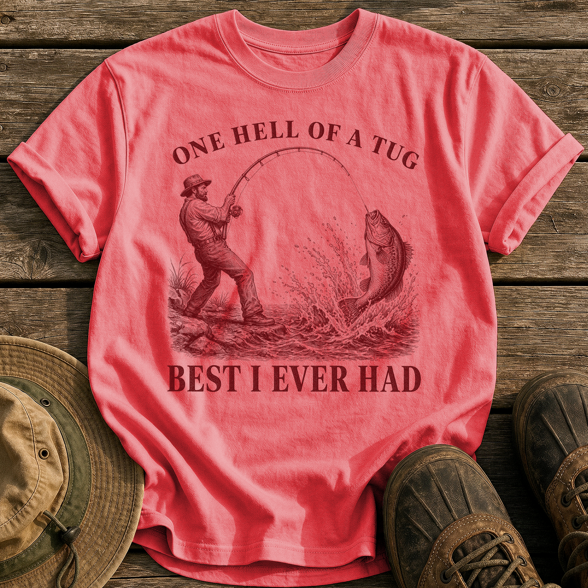 One Hell of a Tug tee - Watermelon - front