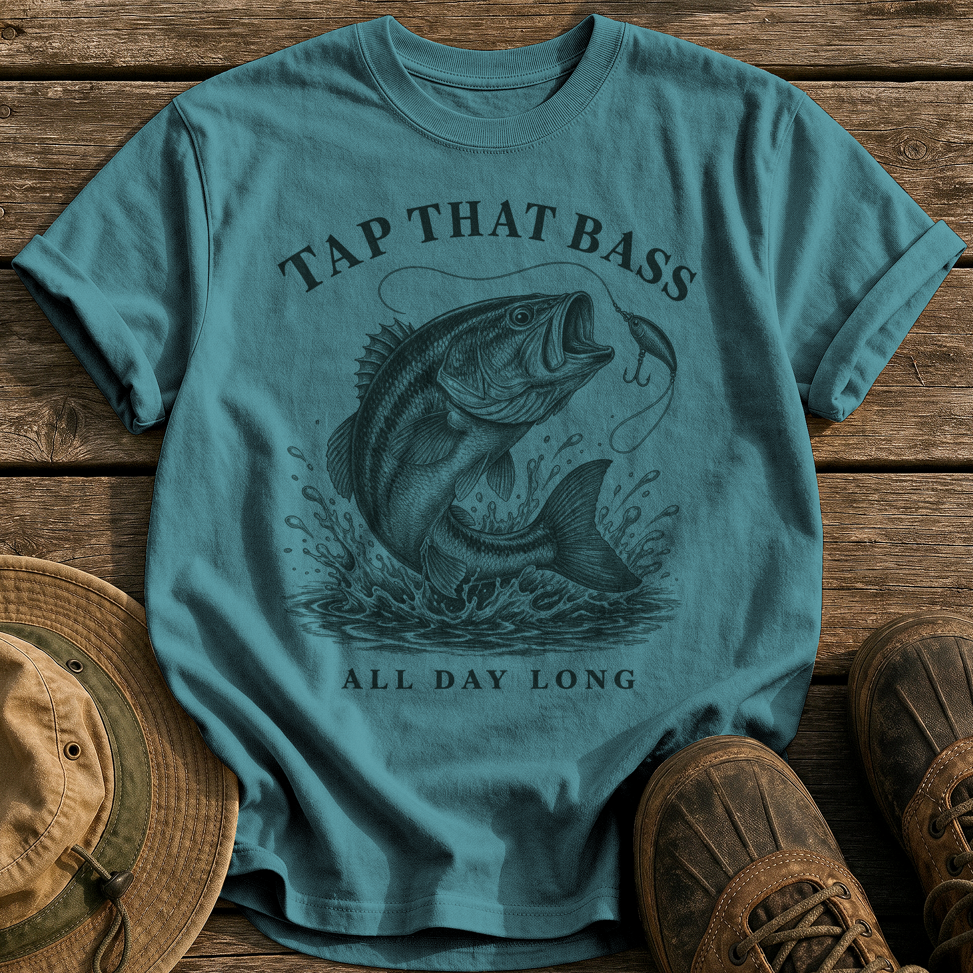 Tap That Bass tee - Blue Spruce - front