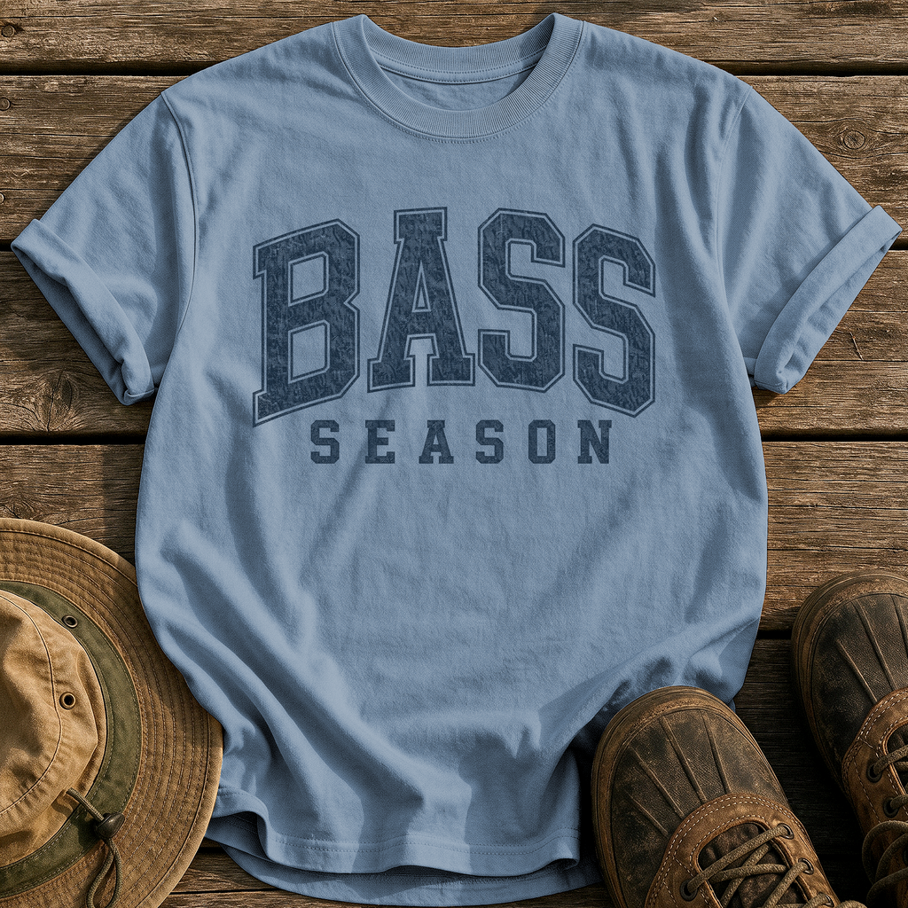 Bass Season tee - Blue Jean - front