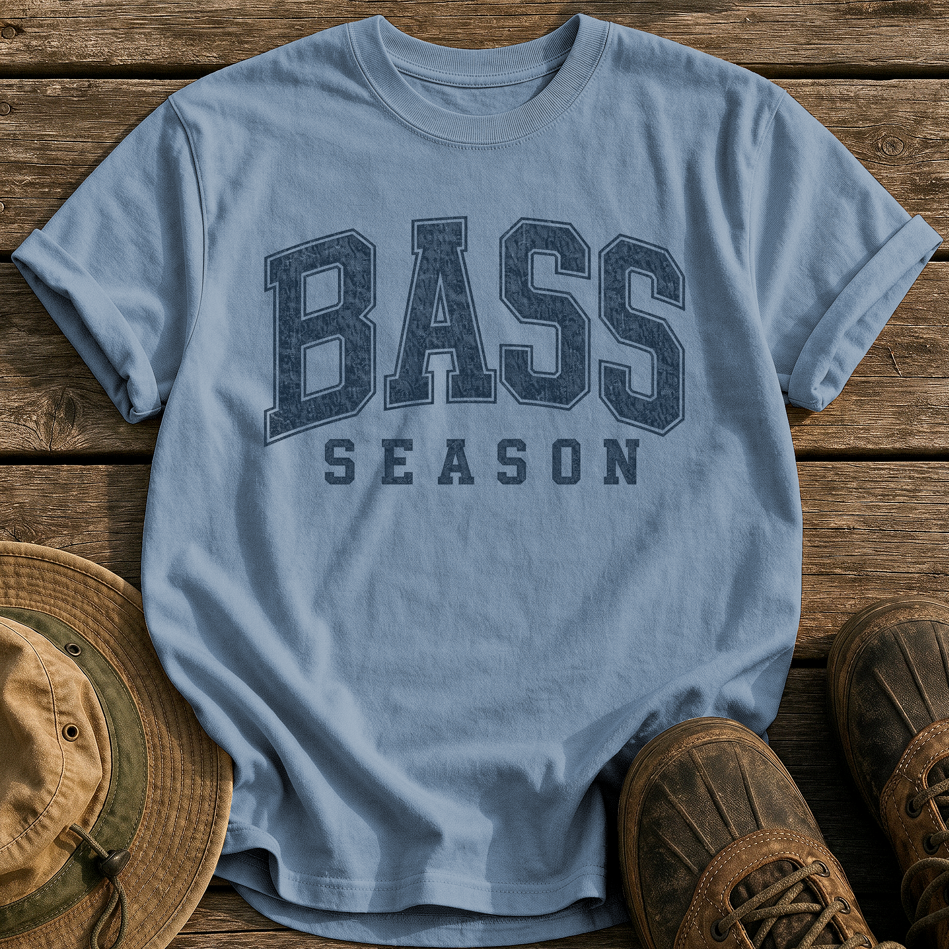 Bass Season tee - Blue Jean - front