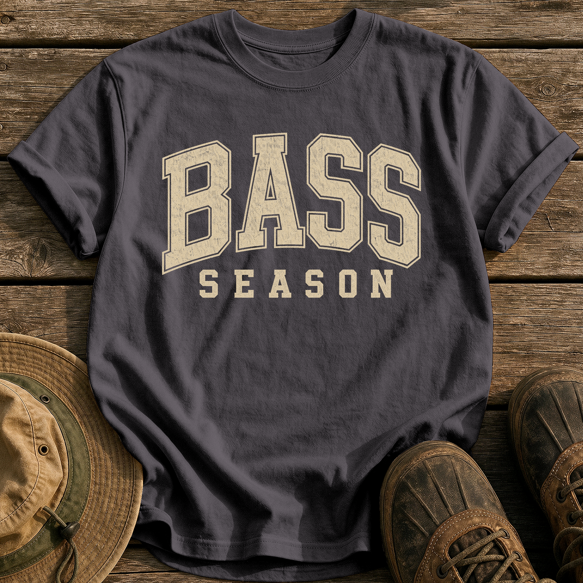 Bass Season tee - Graphite - front