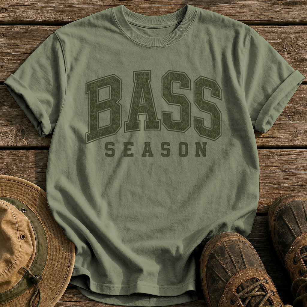 Bass Season tee - Sage - front