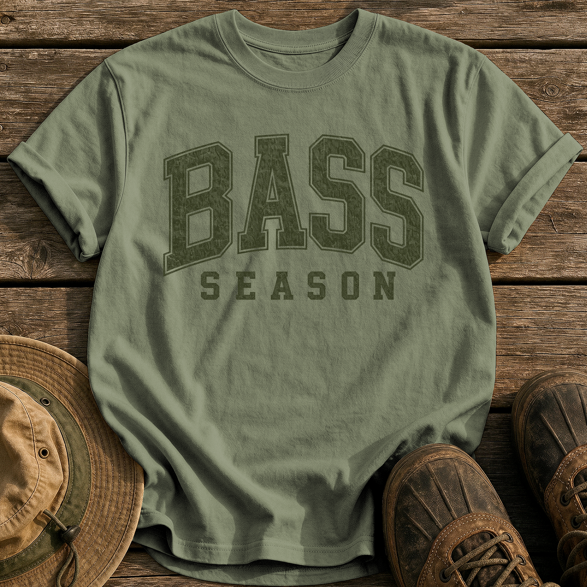 Bass Season tee - Sage - front