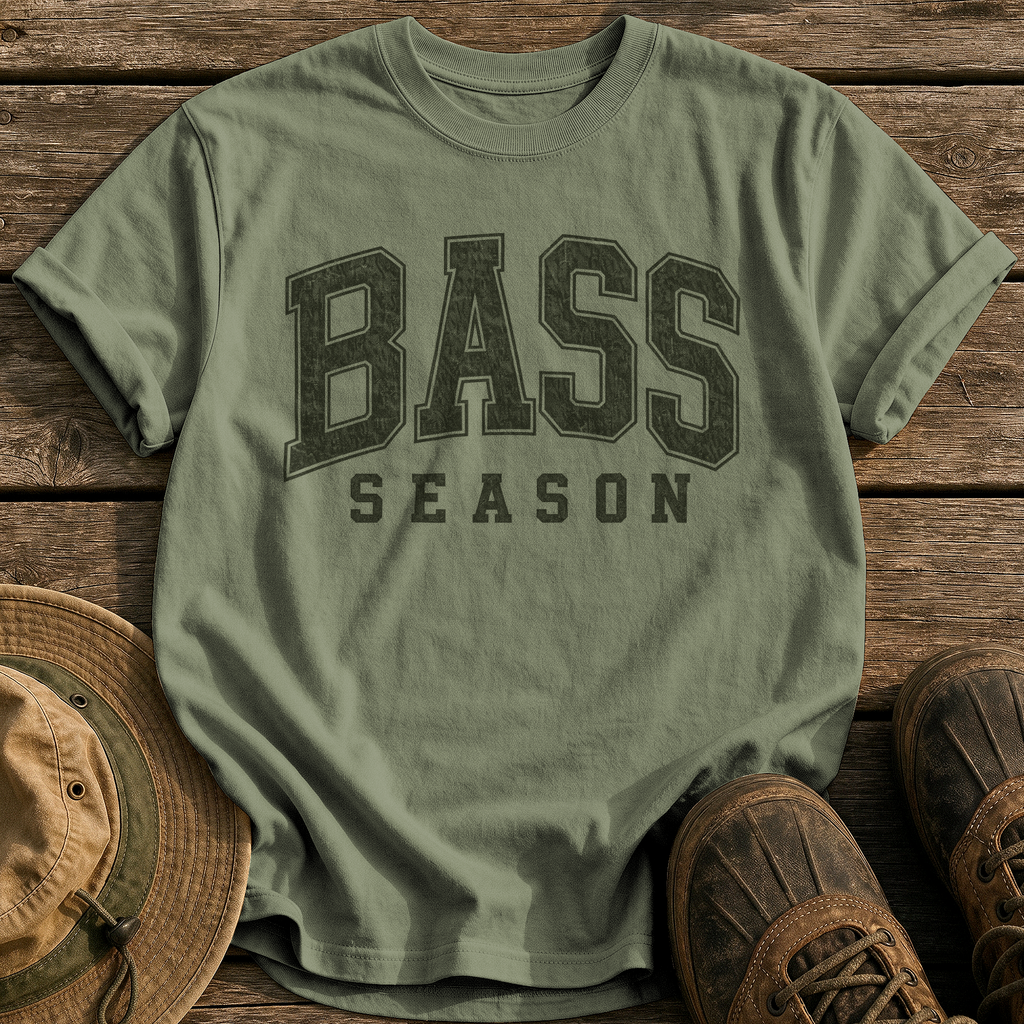 Bass Season tee - Sage - front