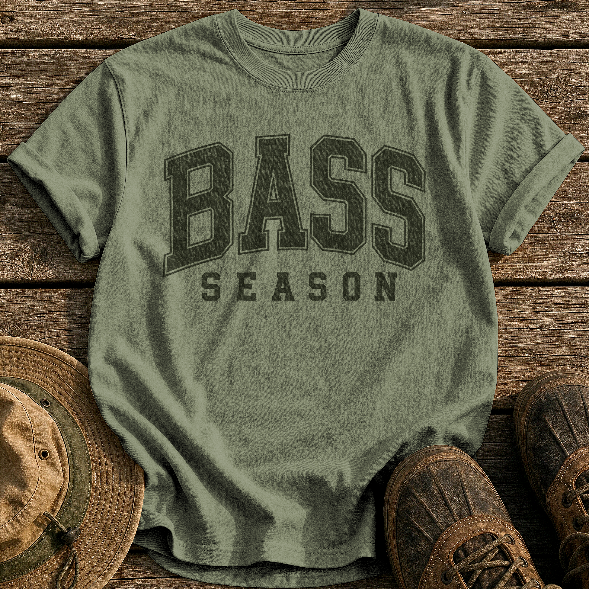 Bass Season tee - Sage - front