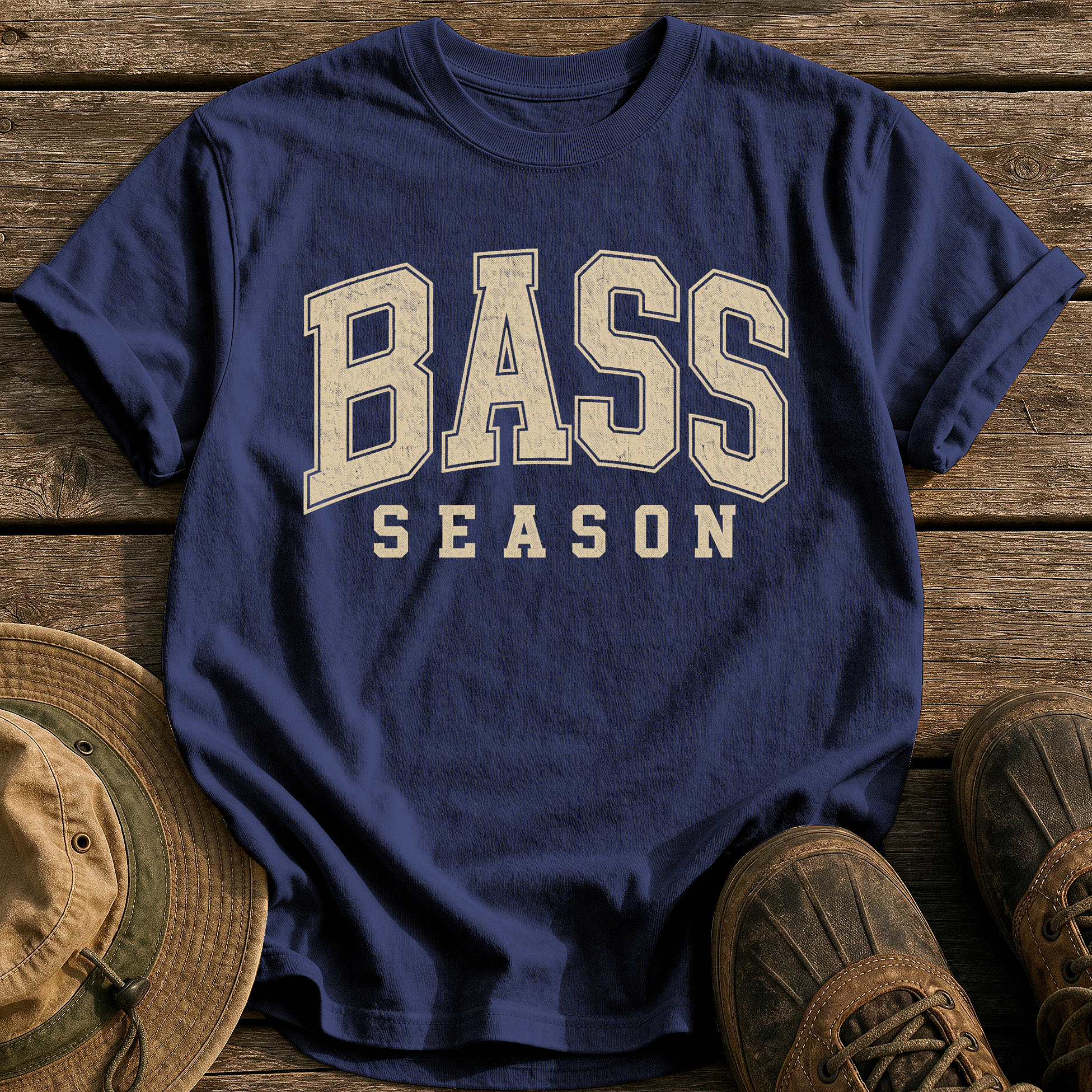 Bass Season tee - True Navy - front