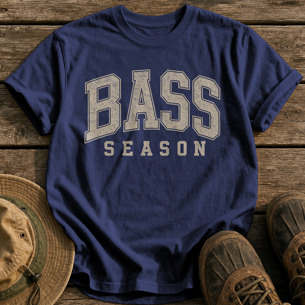 Bass Season tee - True Navy - front