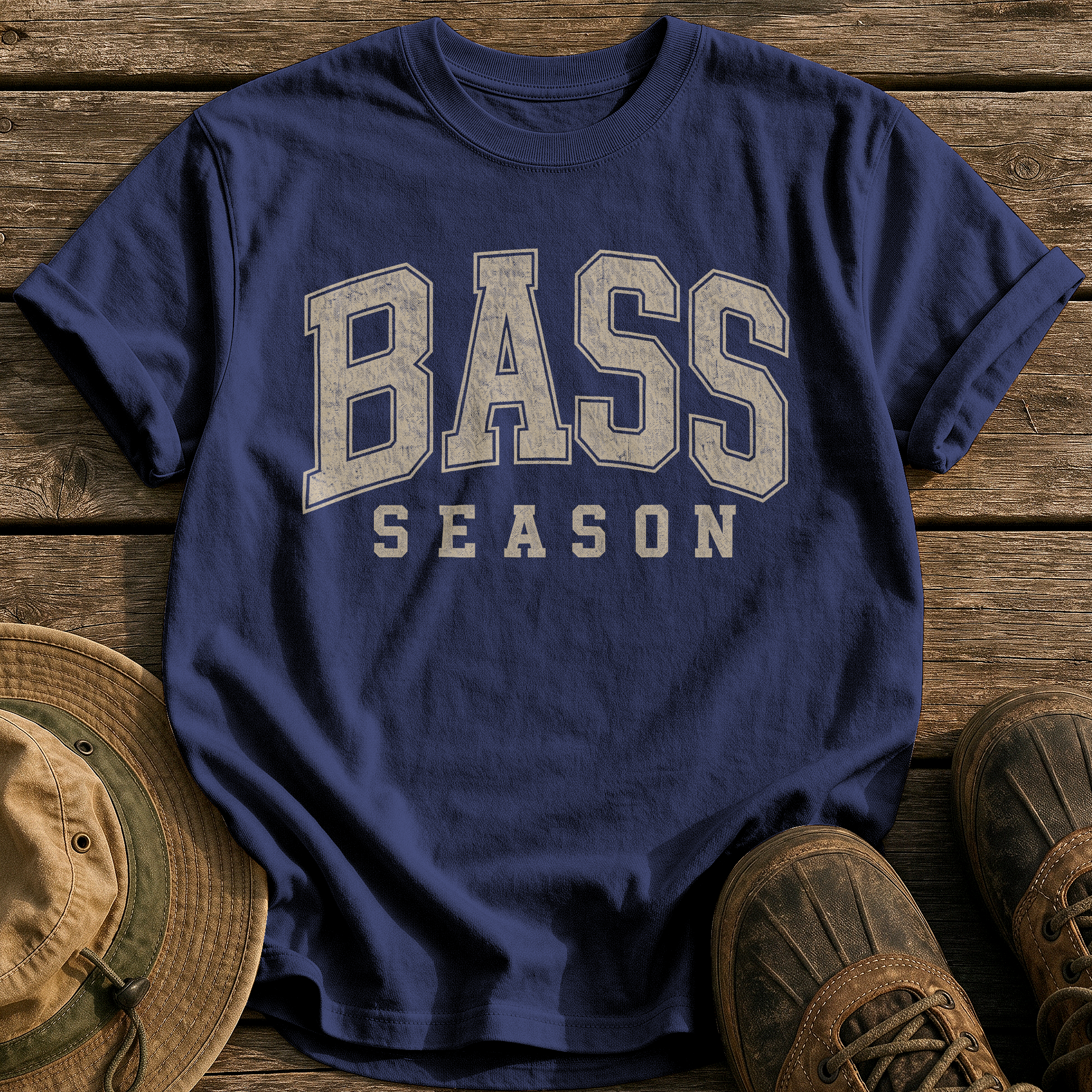 Bass Season tee - True Navy - front