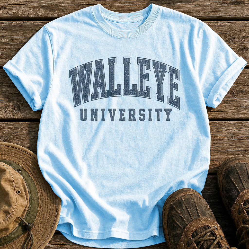 Walleye University tee - Chambray - front