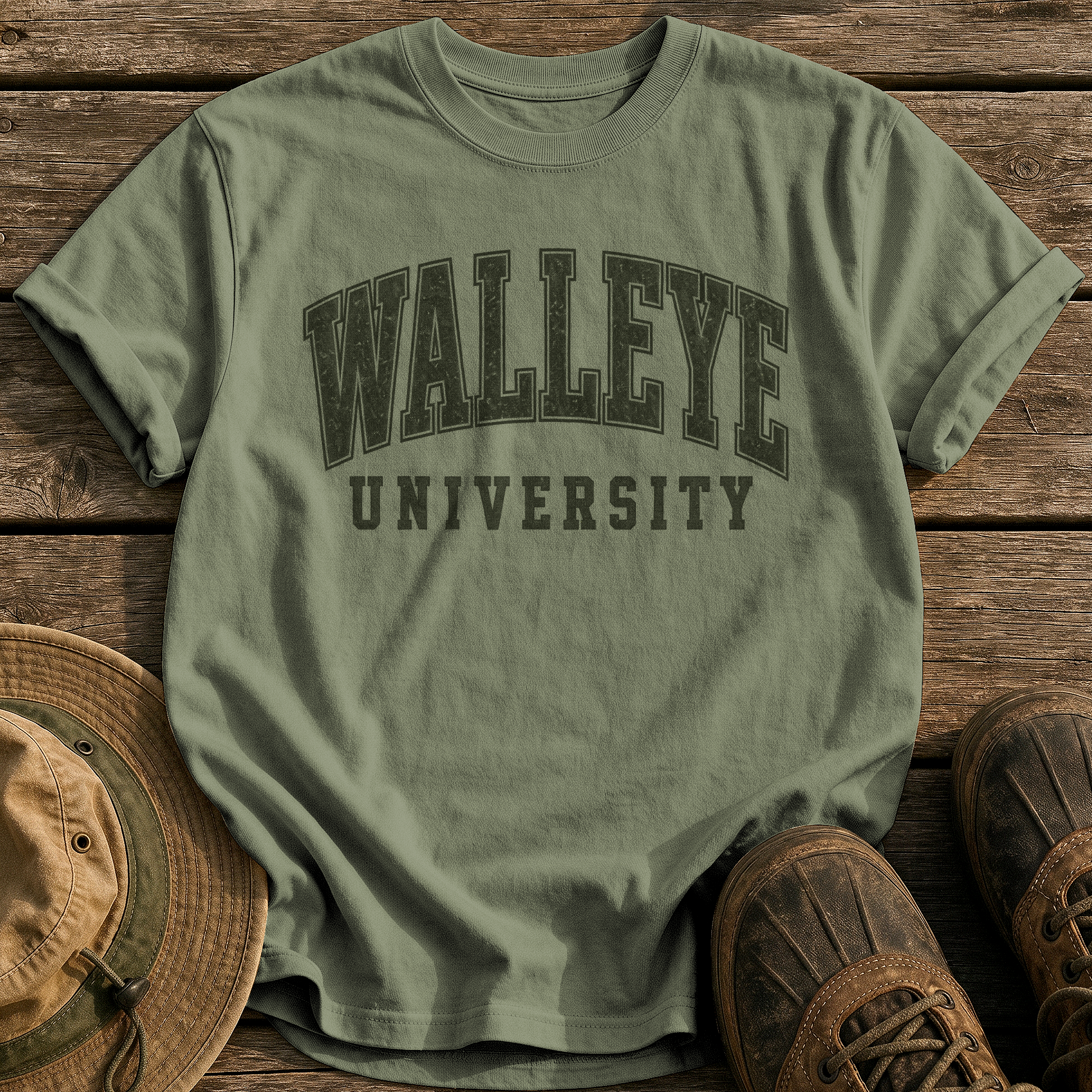 Walleye University tee - Sage - front