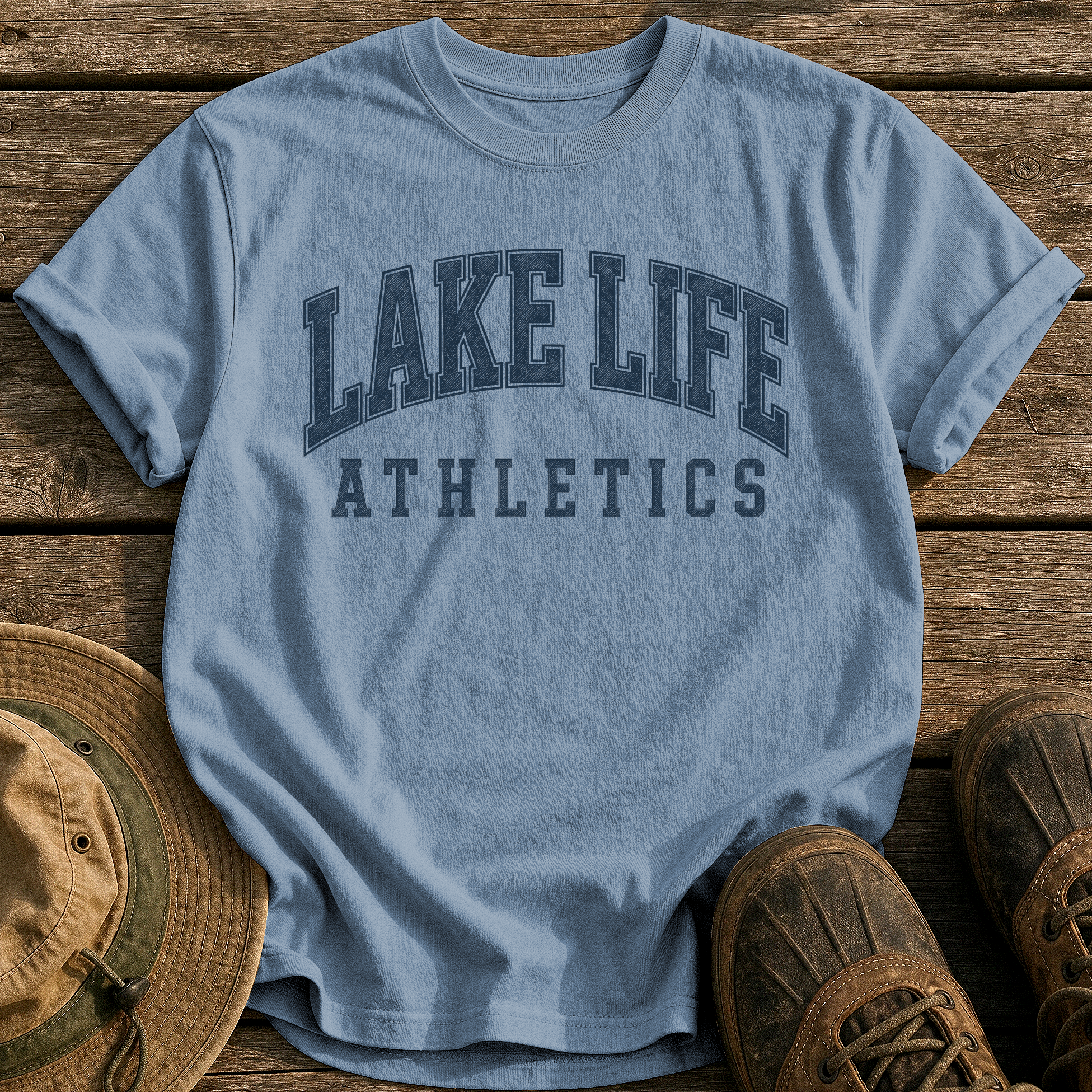 Lake Life Athletics tee - Blue Jean - front