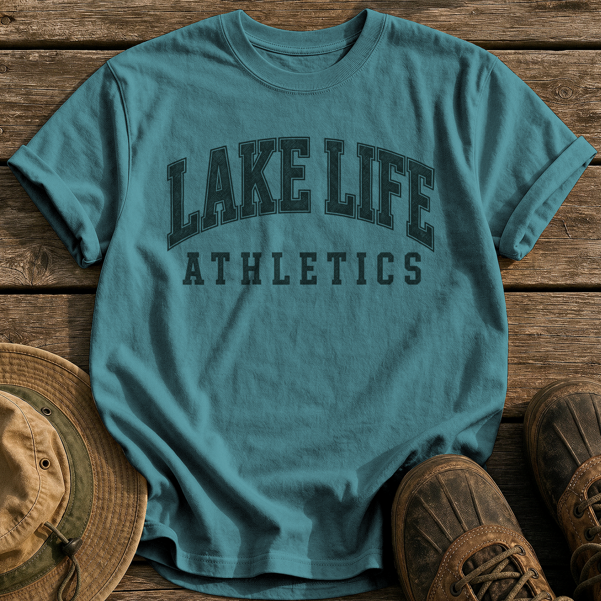 Lake Life Athletics tee - Blue Spruce - front