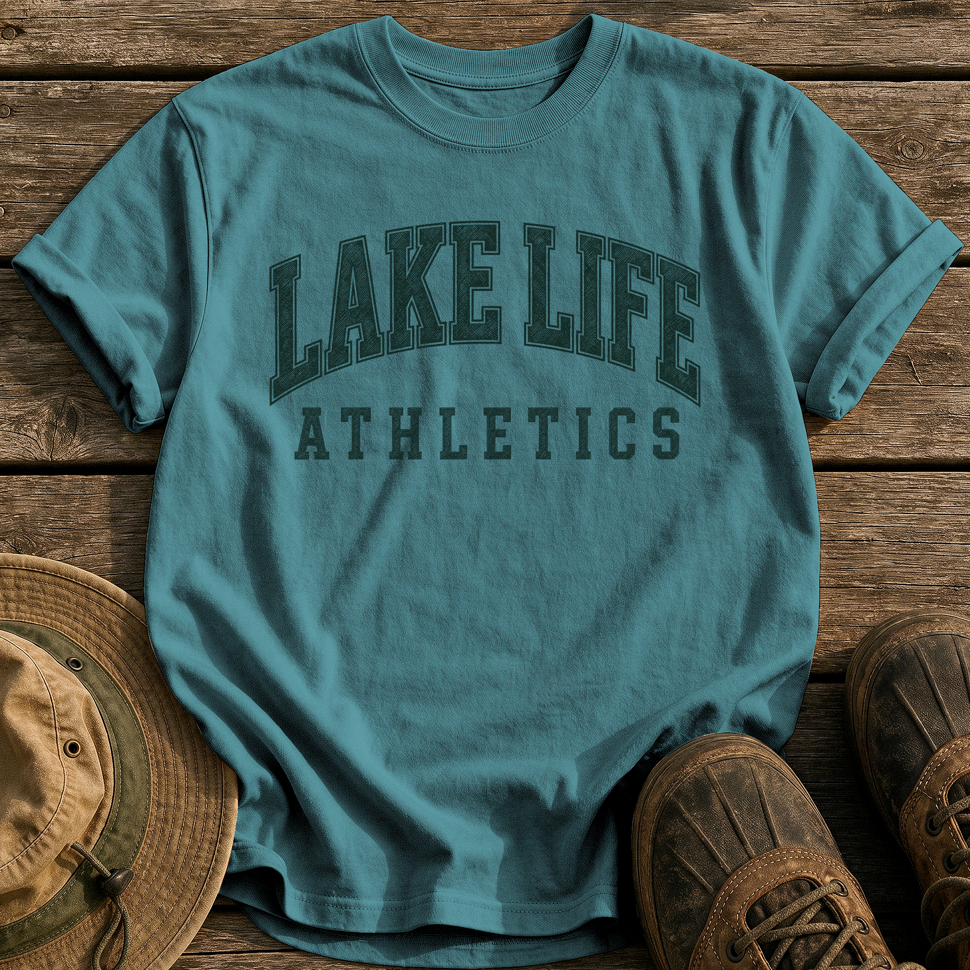 Lake Life Athletics tee - Blue Spruce - front