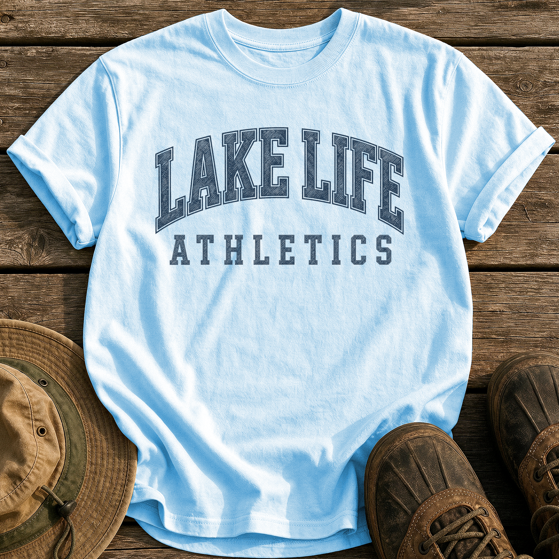 Lake Life Athletics tee - Chambray - front