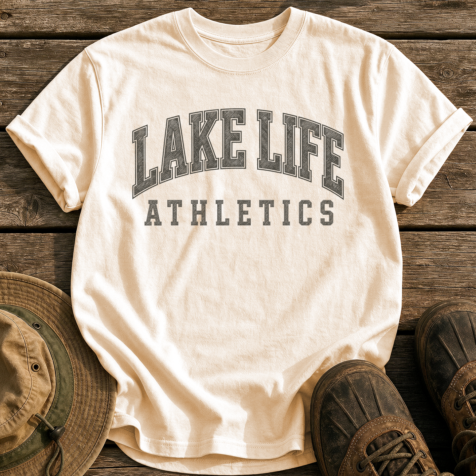 Lake Life Athletics tee - Ivory - front