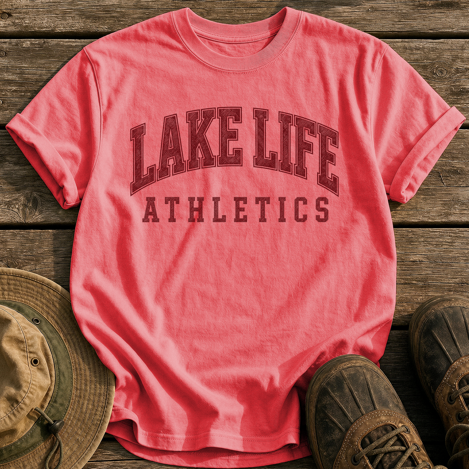 Lake Life Athletics tee - Watermelon - front