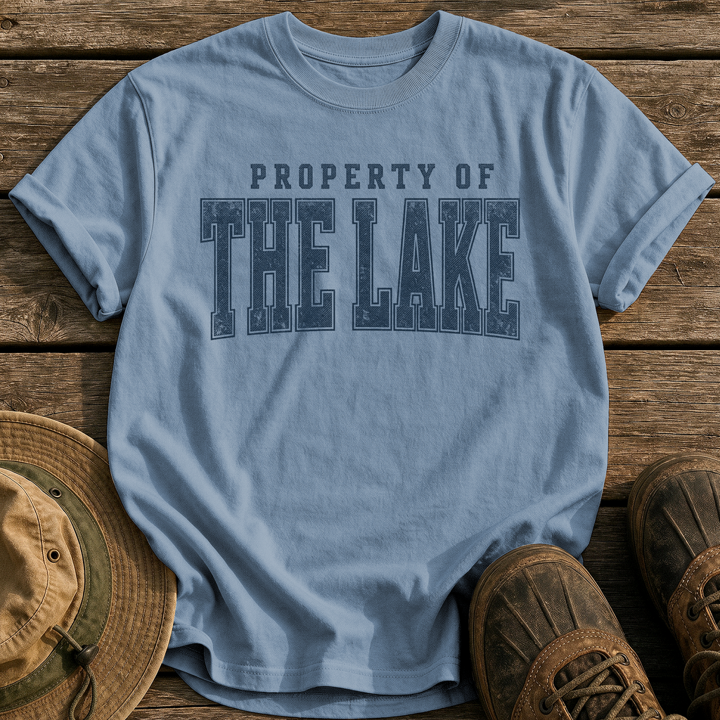 Property of the Lake tee - Blue Jean - front