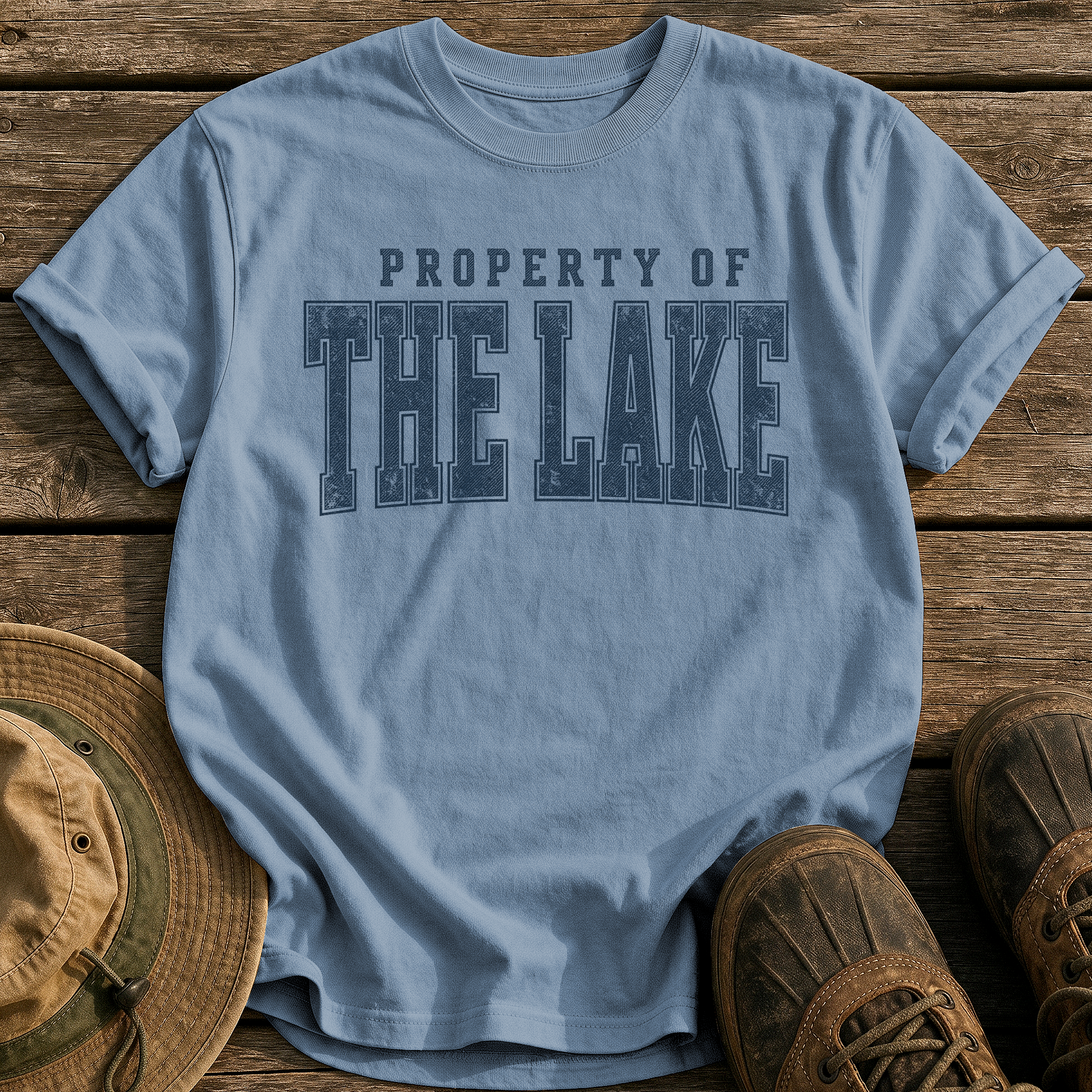 Property of the Lake tee - Blue Jean - front