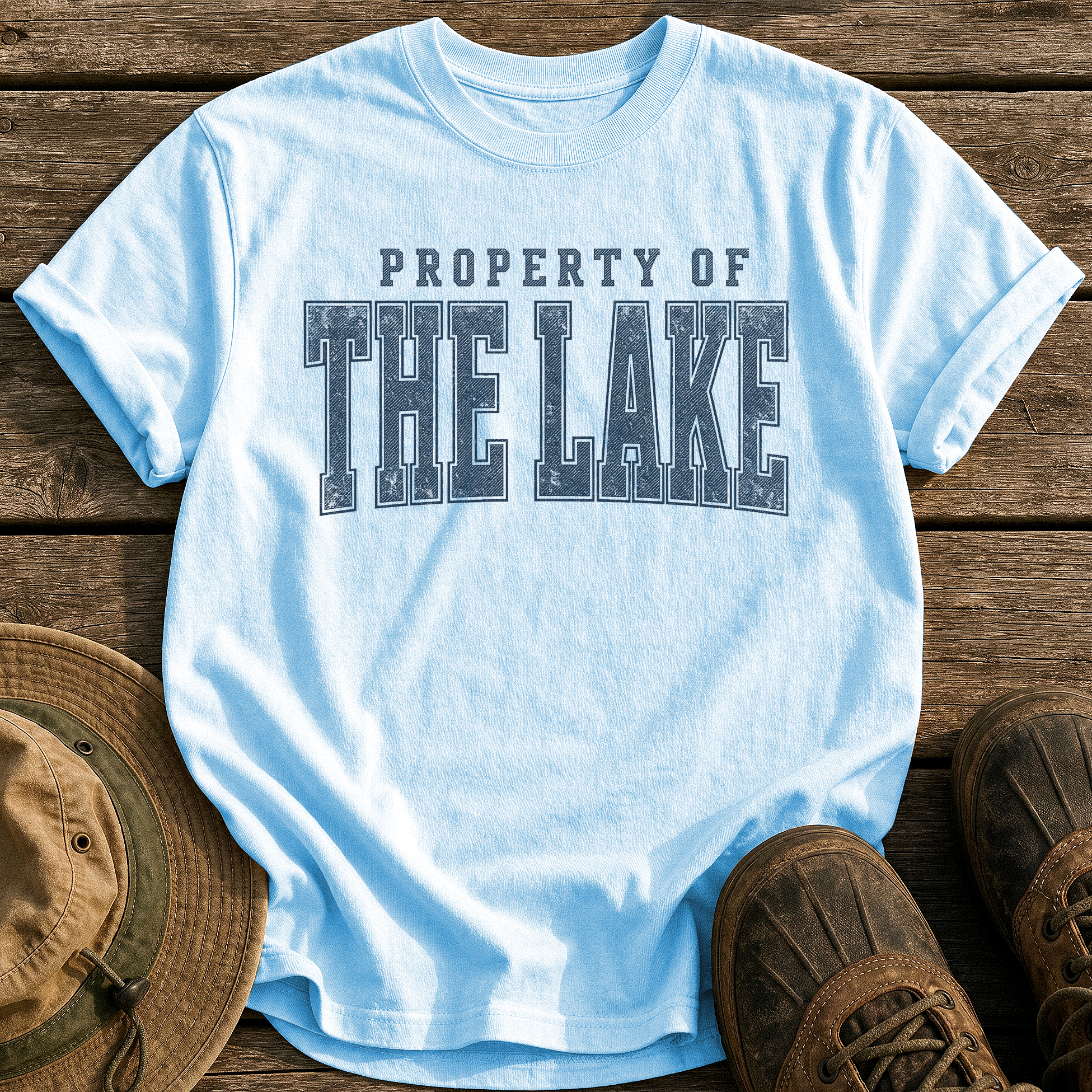 Property of the Lake tee - Chambray - front