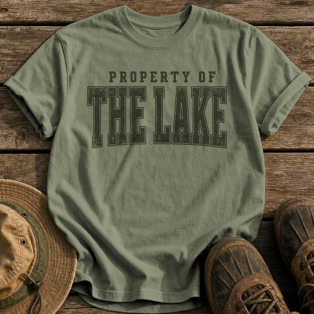 Property of the Lake tee - Sage - front