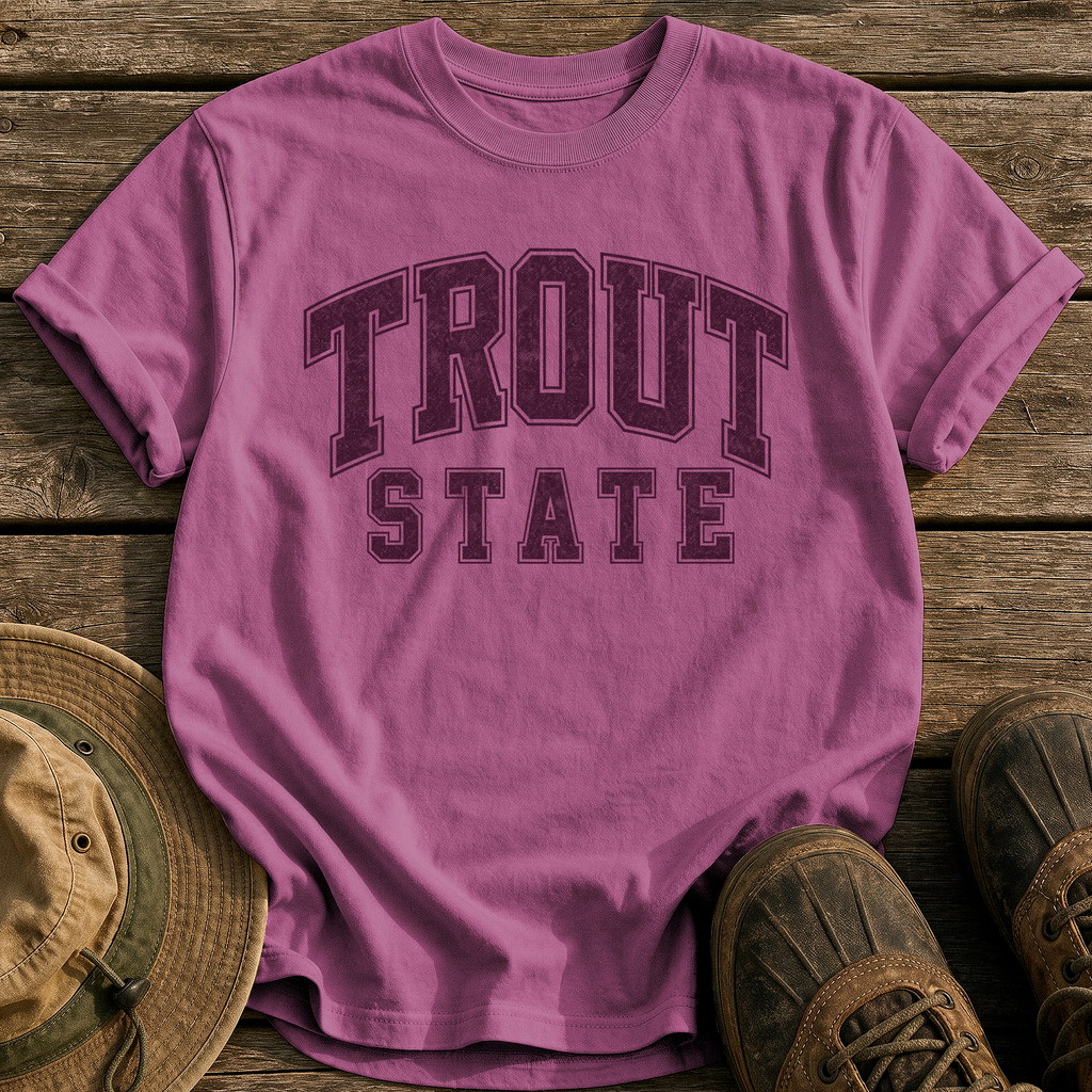 Trout State tee - Berry - front