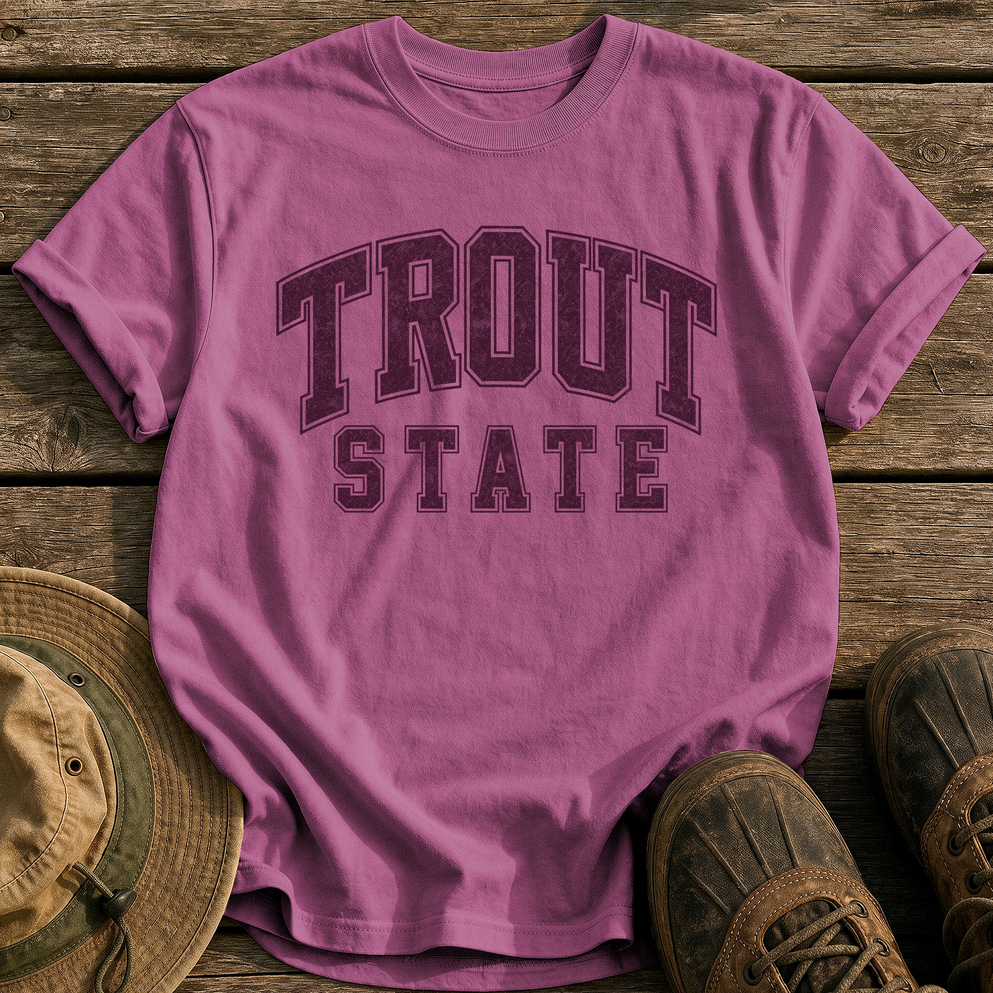 Trout State tee - Berry - front