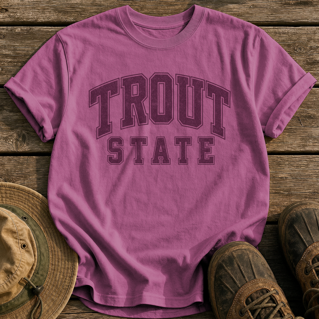 Trout State tee - Berry - front