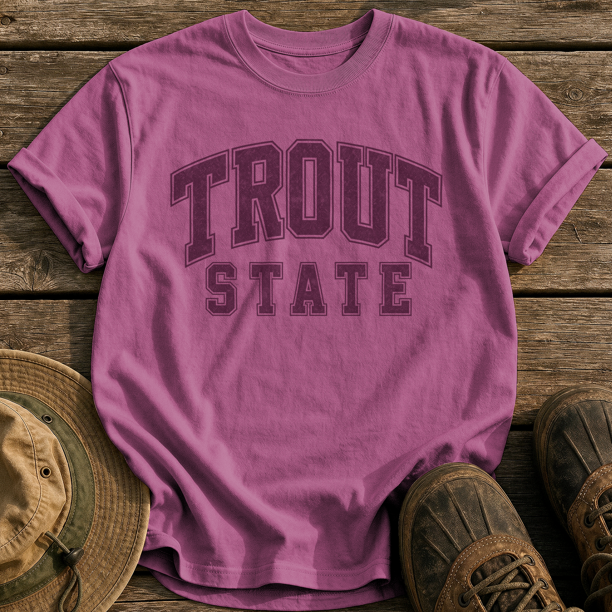 Trout State tee - Berry - front