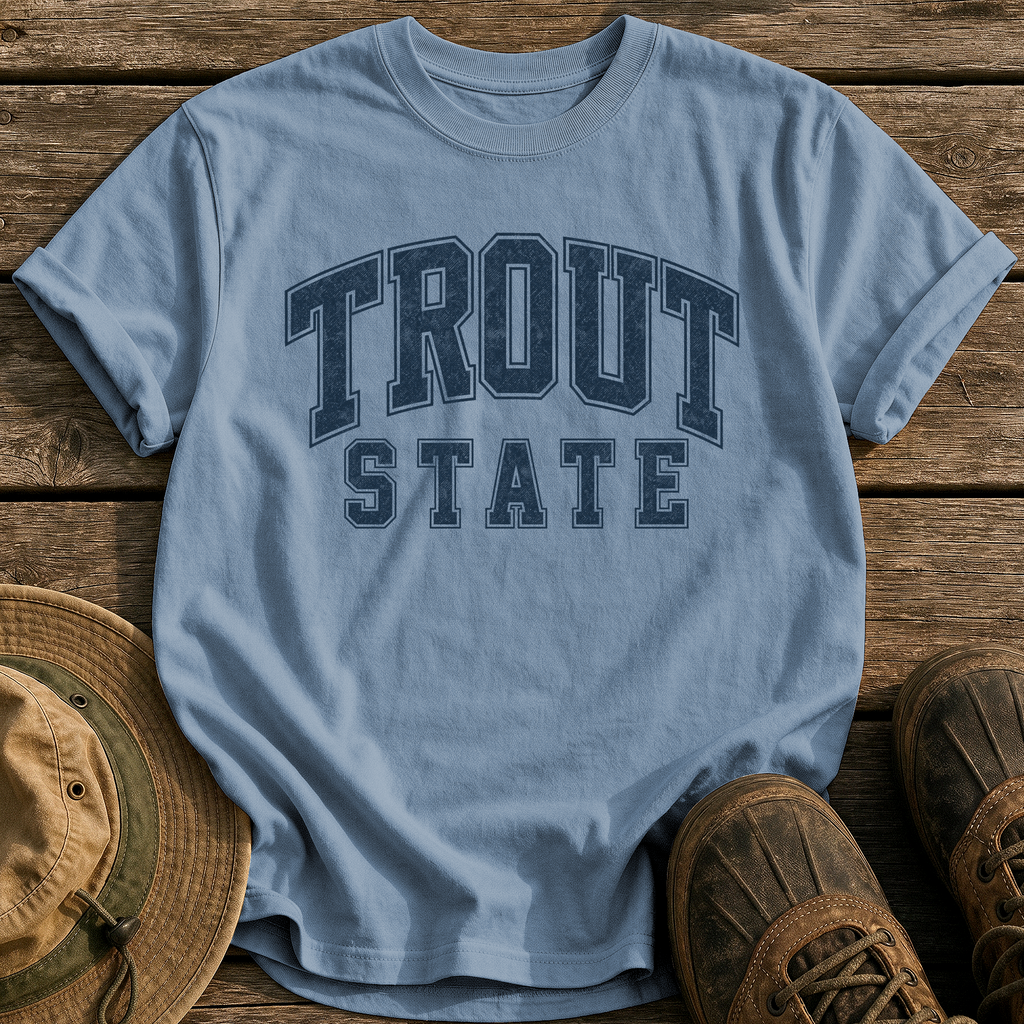 Trout State tee - Blue Jean - front