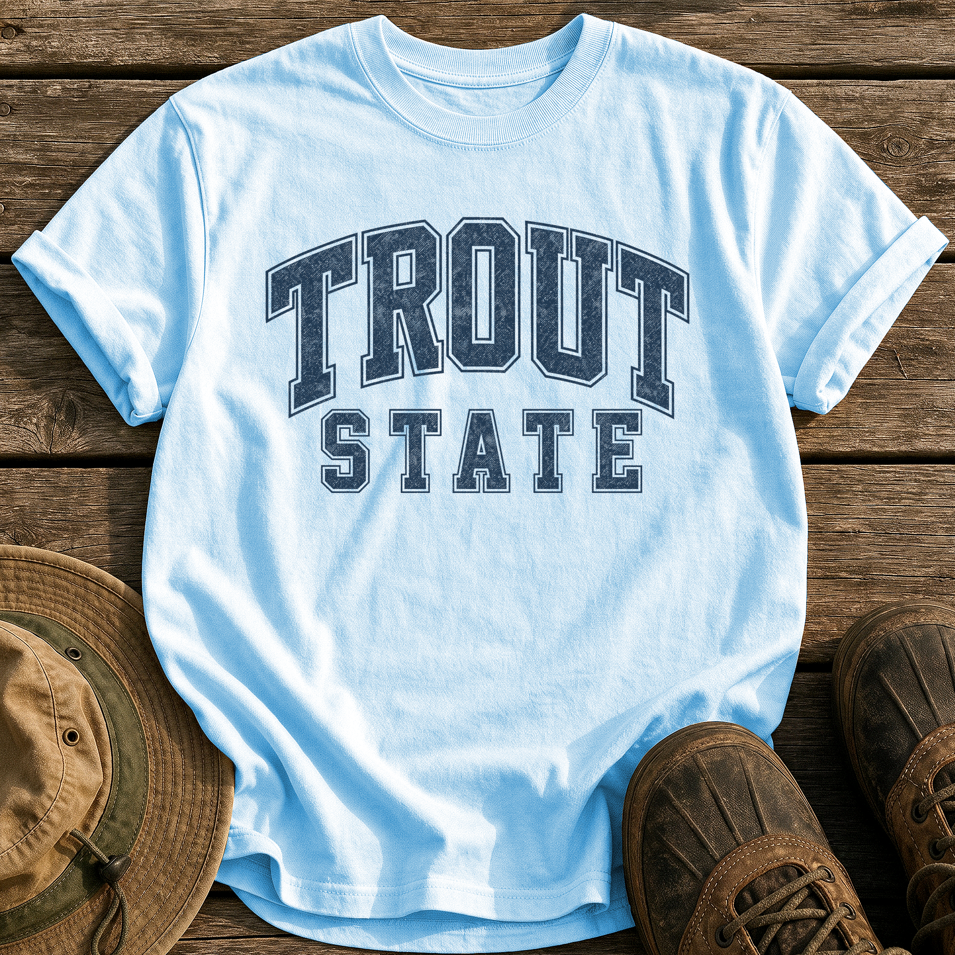 Trout State tee - Chambray - front