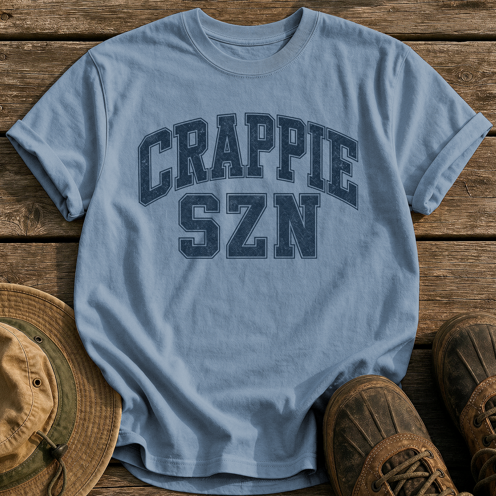 Crappie Szn tee - Blue Jean - front