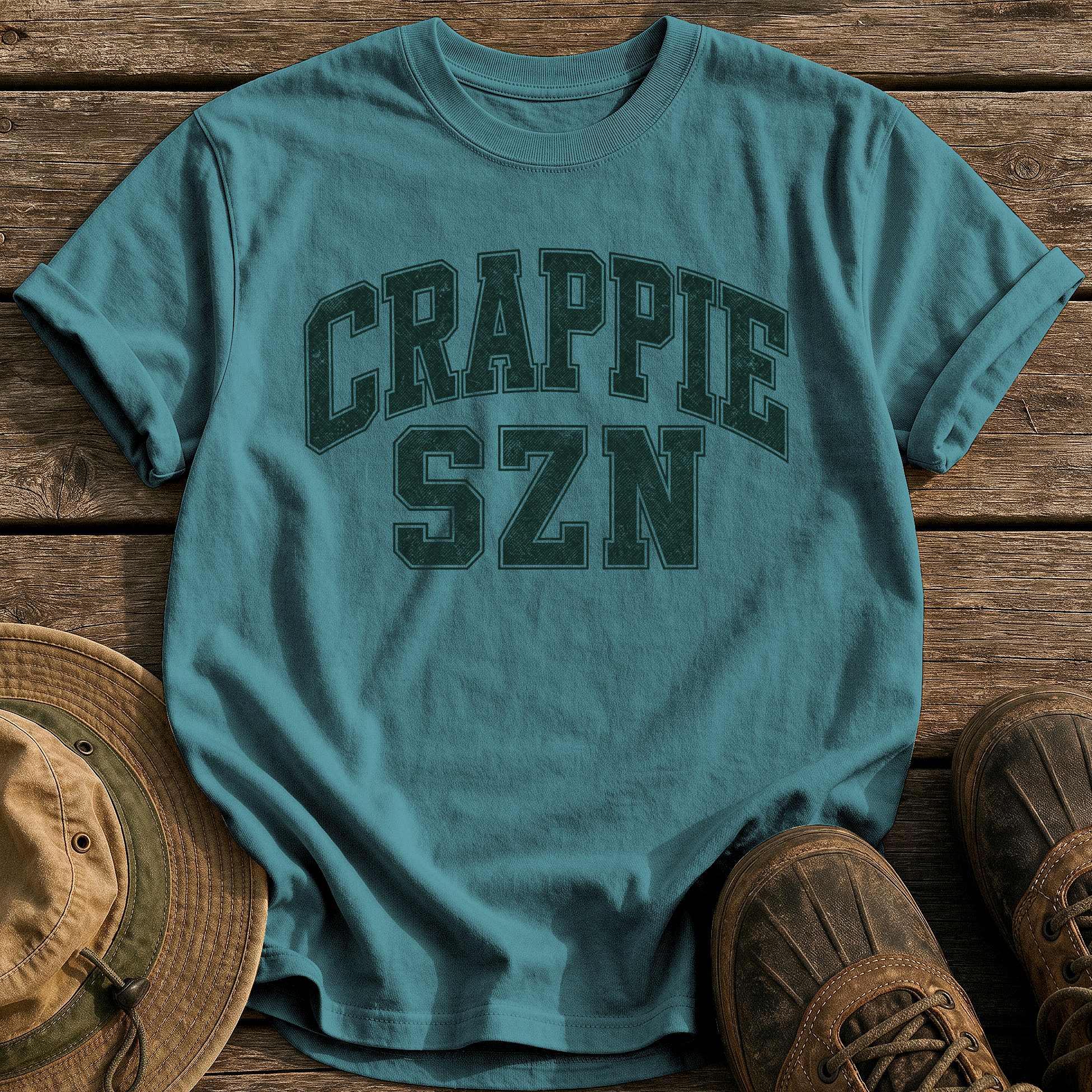 Crappie Szn tee - Blue Spruce - front