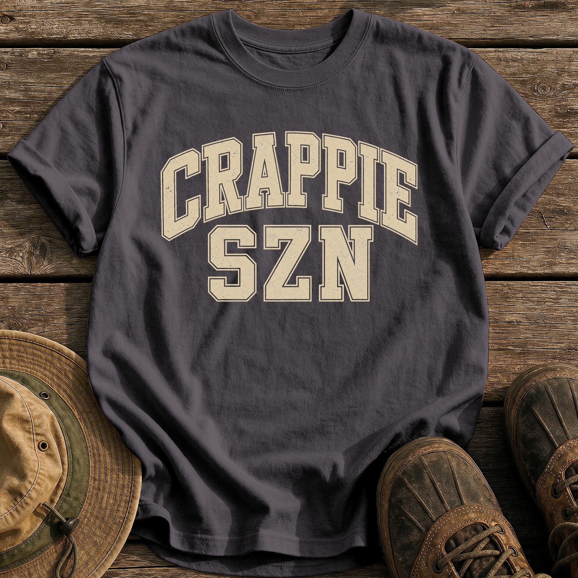 Crappie Szn tee - Graphite - front