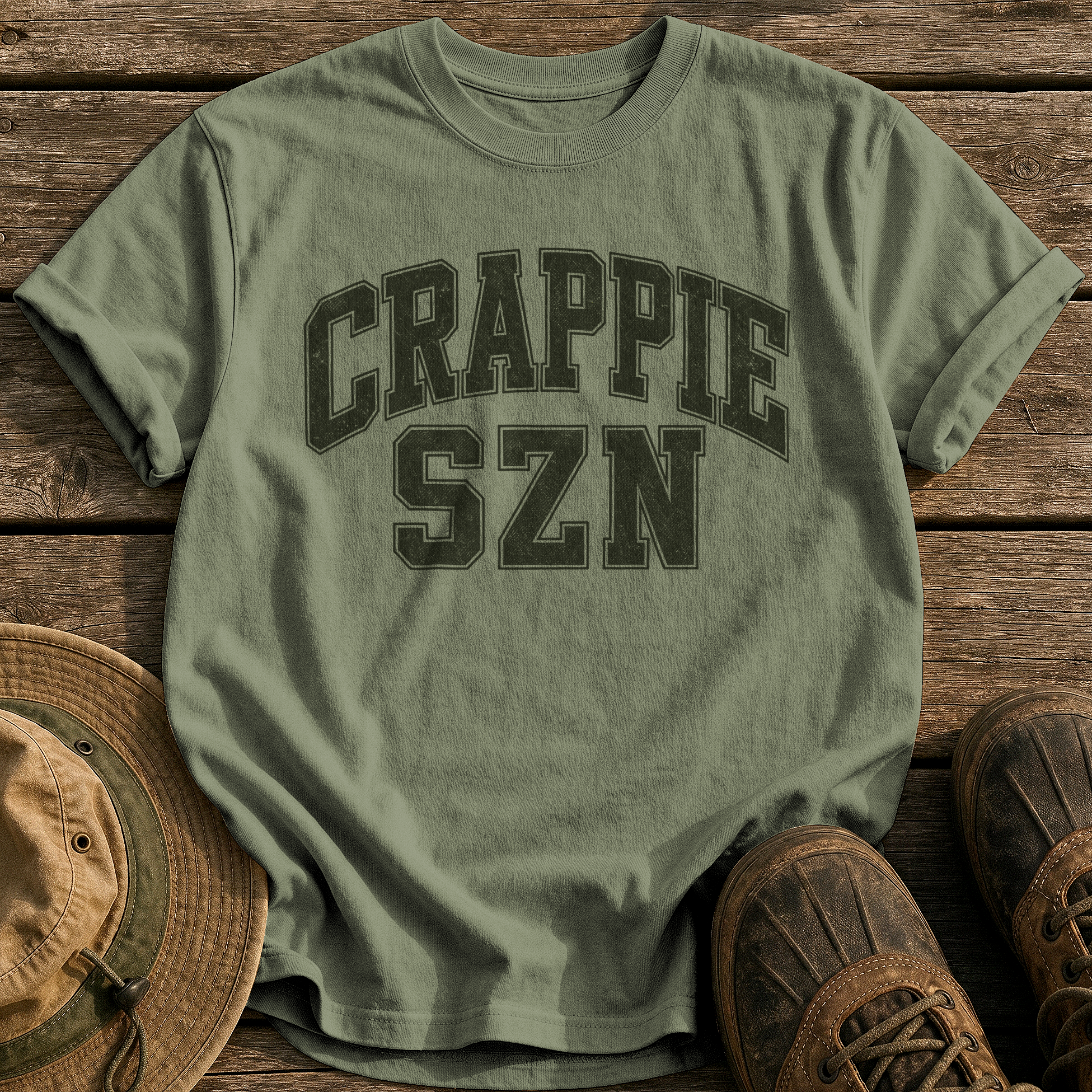 Crappie Szn tee - Sage - front