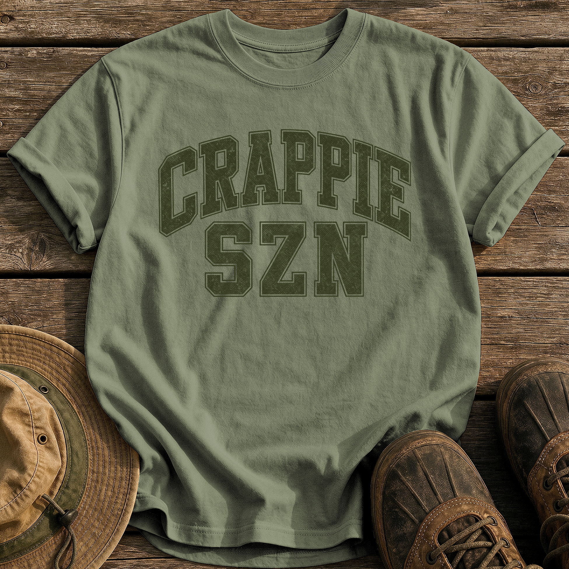 Crappie Szn tee - Sage - front