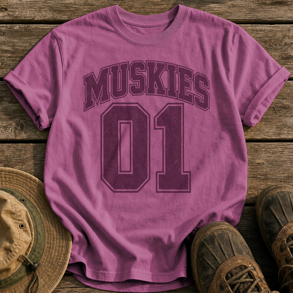 Muskies 01 tee - Berry - front