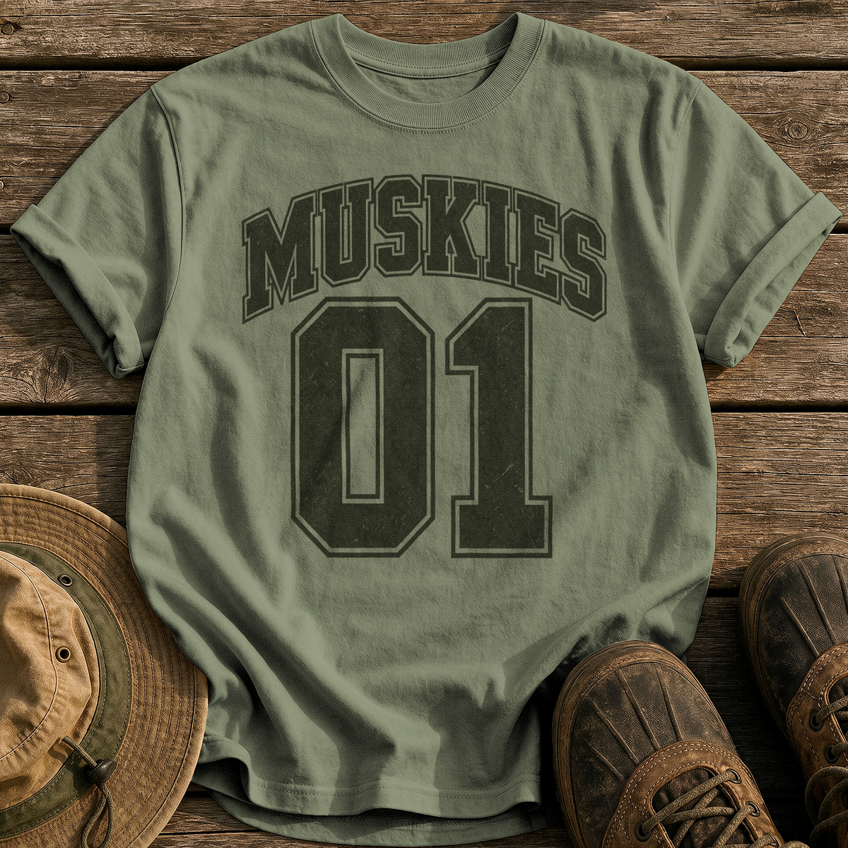 Muskies 01 tee - Sage - front
