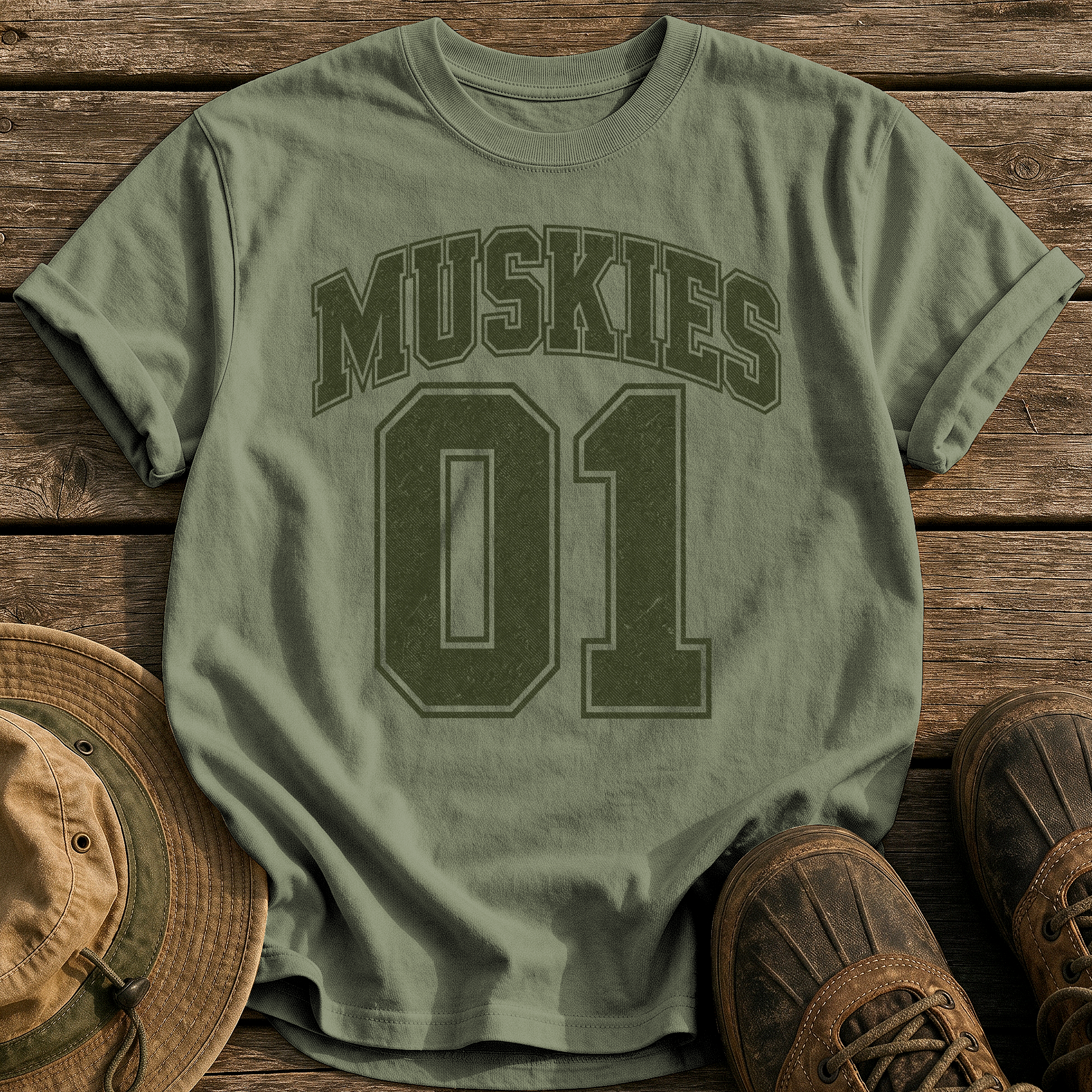 Muskies 01 tee - Sage - front