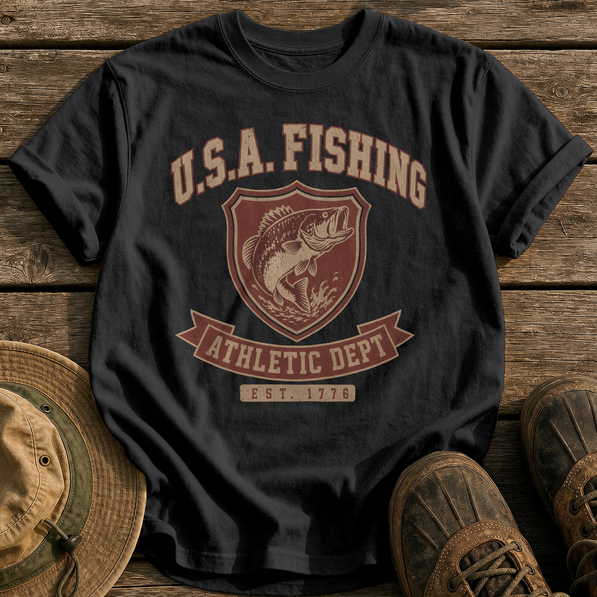 Usa Fishing Athletic Dept tee - Black - front