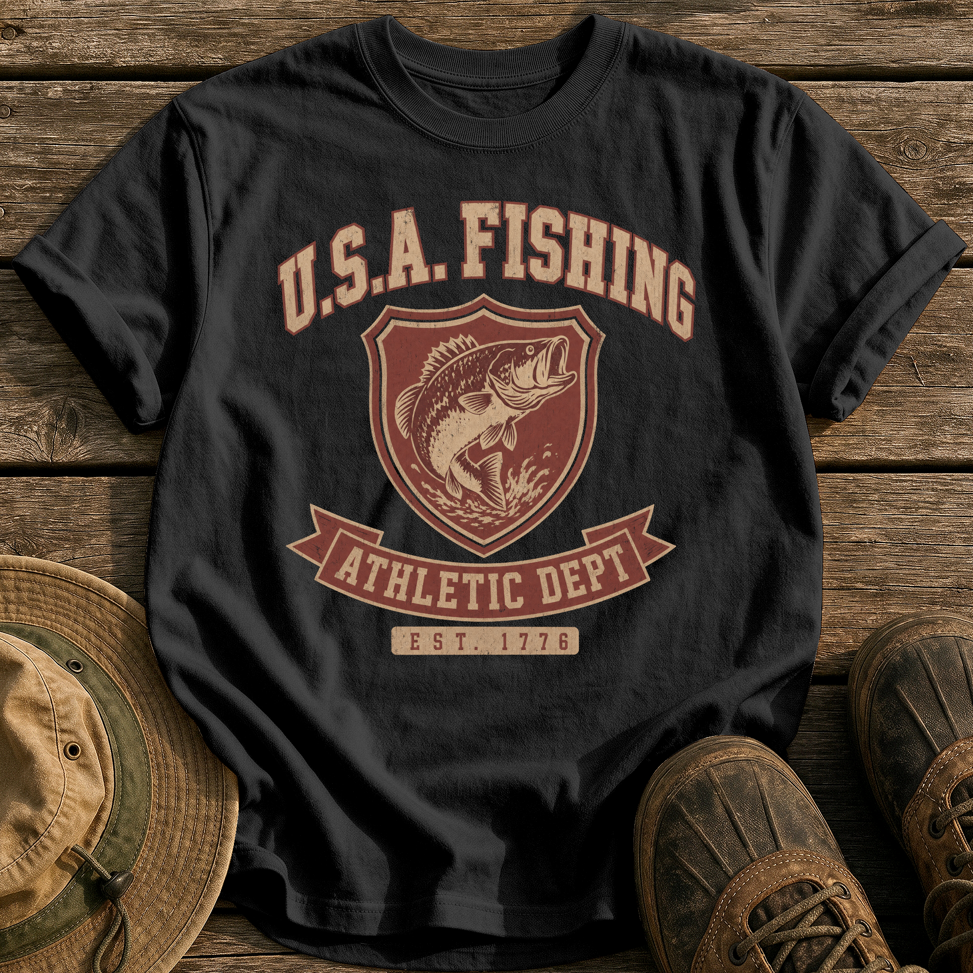 Usa Fishing Athletic Dept tee - Black - front