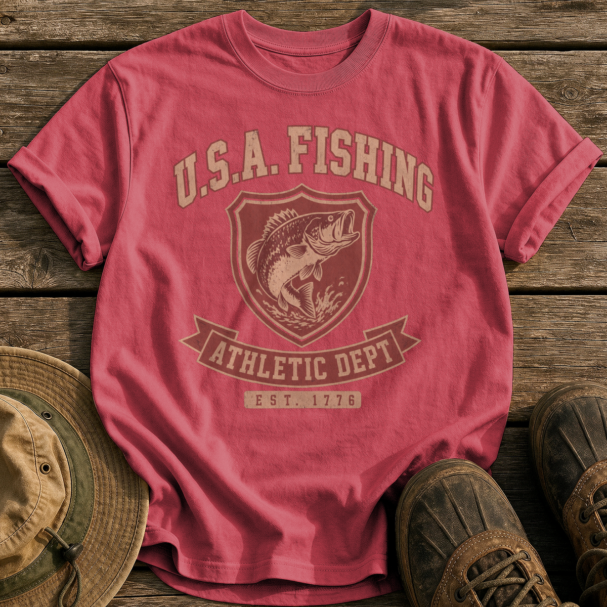 Usa Fishing Athletic Dept tee - Chili - front