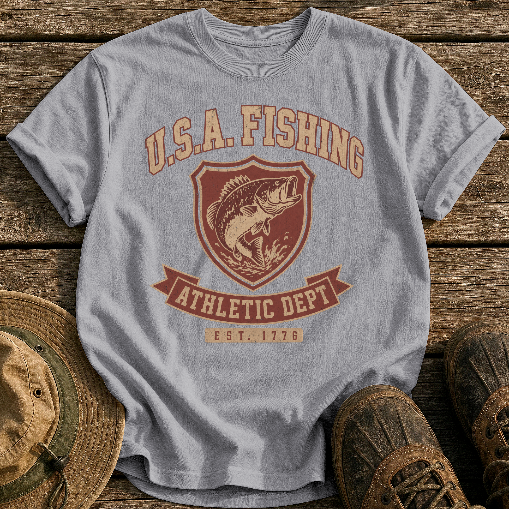 Usa Fishing Athletic Dept tee - Grey - front