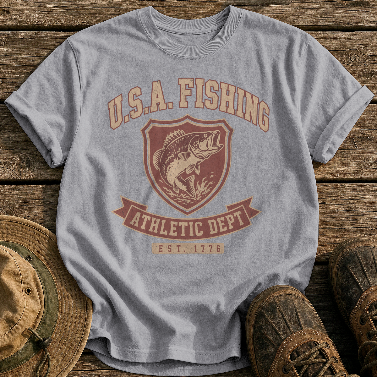 Usa Fishing Athletic Dept tee - Grey - front