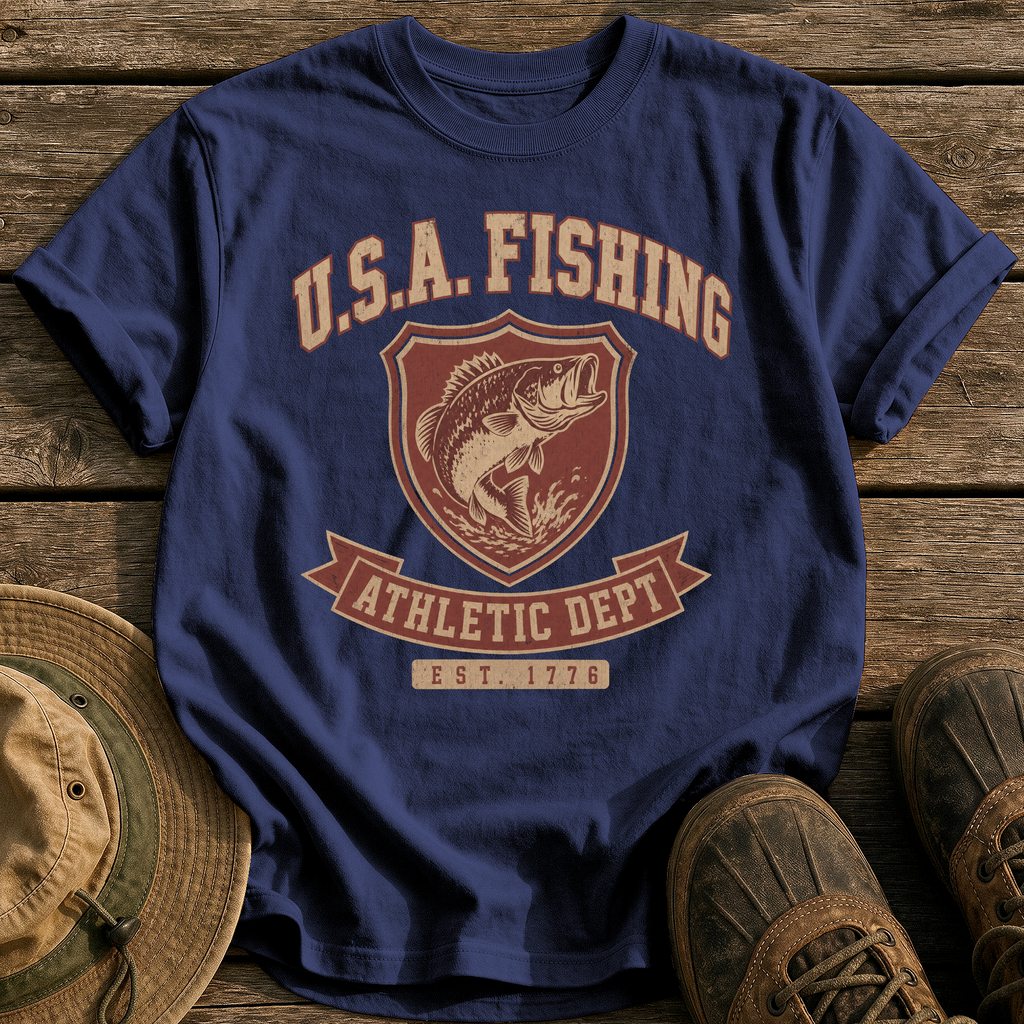 Usa Fishing Athletic Dept tee - True Navy - front