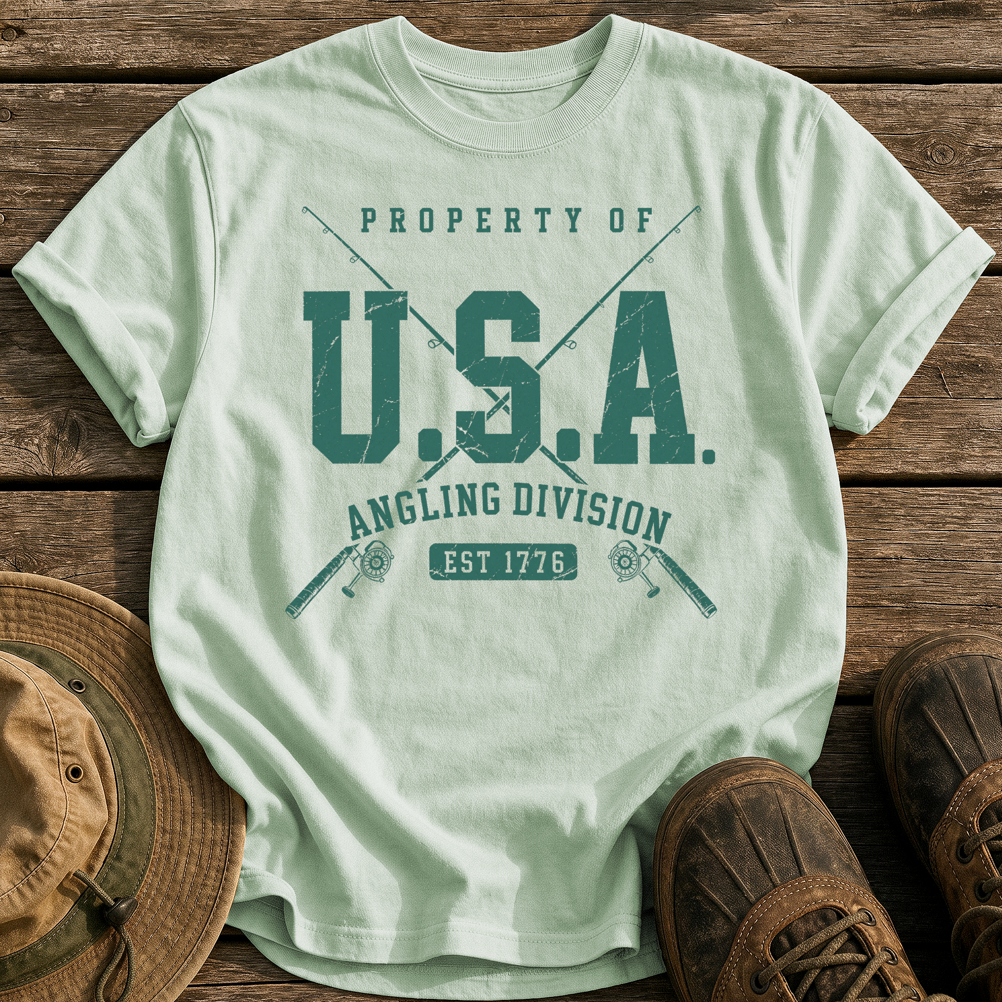 Property of Usa Angling tee - Bay - front