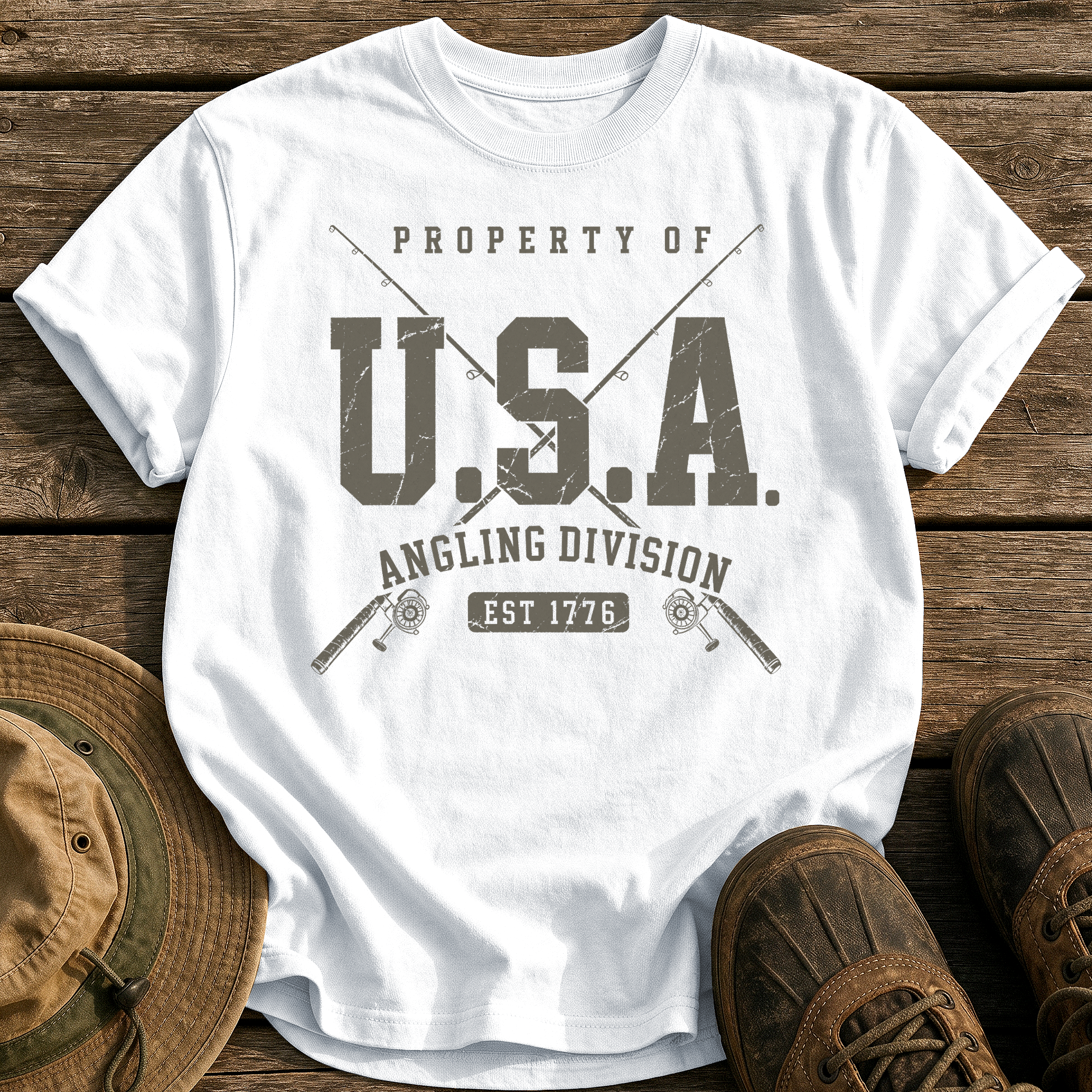 Property of Usa Angling tee - White - front