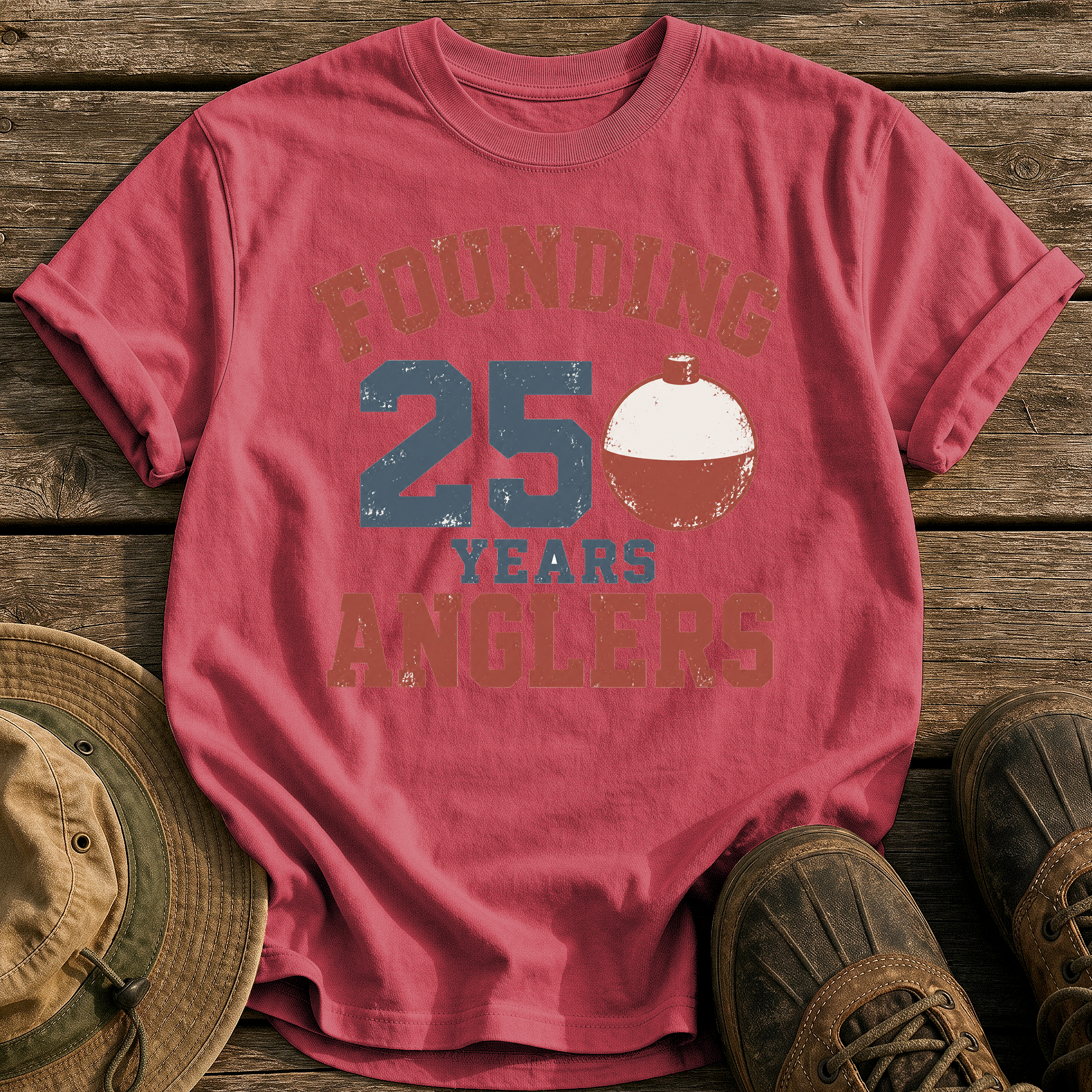 Founding Anglers 250 Years tee - Chili - front