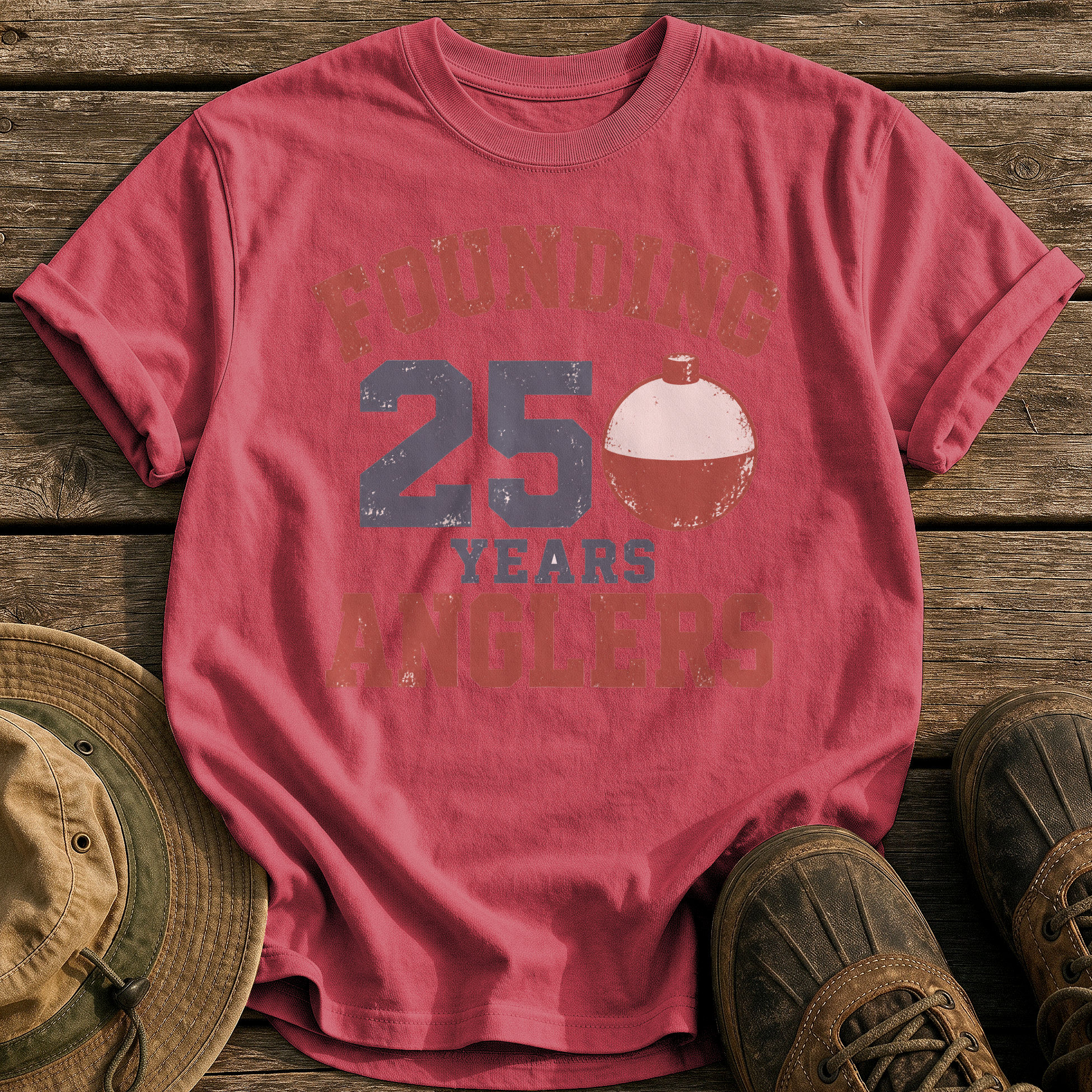 Founding Anglers 250 Years tee - Chili - front
